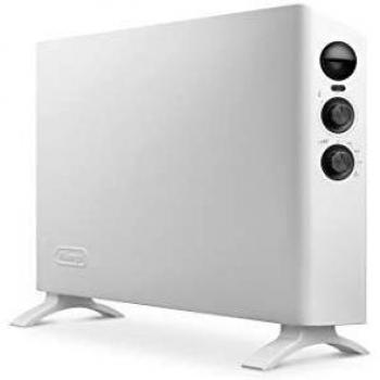 DeLonghi HSX 3320 FS Termoconvector de Pared y Suelo 2000W con Ventilador Interno, Blanco y Negro
