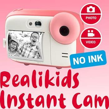 AGFA PHOTO Pack Realikids Instant Cam Rosa + 1 tarjeta Micro SD de 32GB + 3 rollos de papel térmico ATP3WH - Cámara instantánea para niños, pantalla LCD de 2.4 pulgadas, espejo selfie