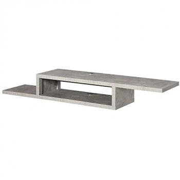 Mueble de TV Flotante HOMCOM con Diseño Moderno y Efecto Cemento, Niche y Pase-Filos, 152 cm - Gris