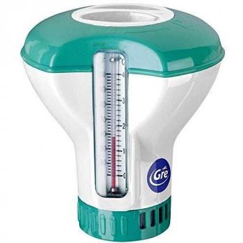 Gre DCT20 - Dosificador Flotante con Termómetro para Piscinas, para Pastillas de 20 g