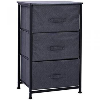 Chiffonier de Almacenamiento 3 Cajones 45L x 30W x 71H cm Metal MDF No Tejido Negro