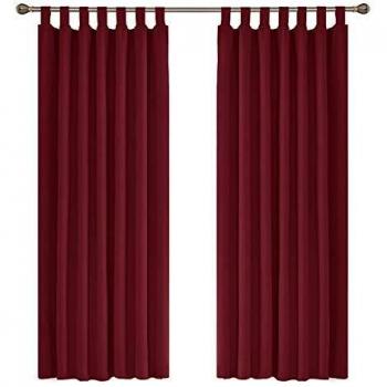 Amazon Brand - Umi Cortinas Salon Modernas Opacas Dormitorio Modernos para Ventana Dormitorio con Trabillas 2 Piezas 140x180cm Rojo Oscuro