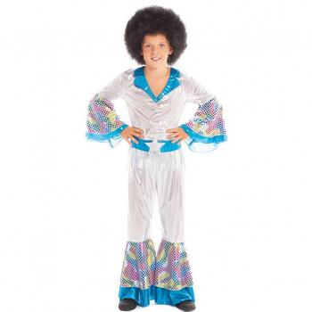 Disfraz de Disco Boy Plateado y Azul 2 piezas para niños