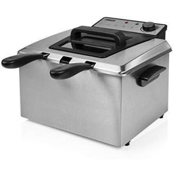 Princess 185000 Freidora Semiprofesional 3 Cestas, 5L, 3270W, Color Plateado