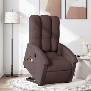 Silla de masaje reclinable de pie de tela marrón oscuro vidaXL