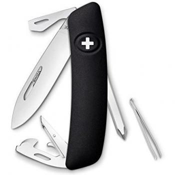 Swiza D04 Standard Black Swiss Pocket Knife with 11 Functions and 2.875in Blade