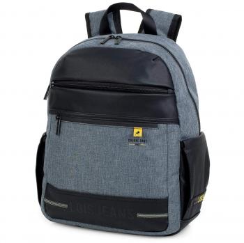 Lois - Mochila Porta Ordenador 15 con asa Superior y Tiras Ajustables Acolchadas. Cierre Doble Cremallera. Múltiples Compartimentos. Poliéster y Piel sintética Polipiel 96736, Color Negro