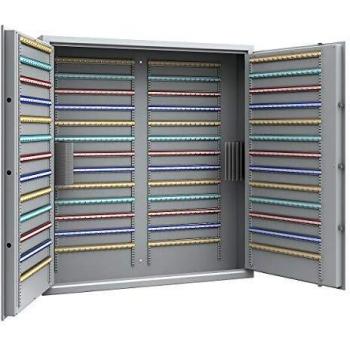 Caja de caudales para llaves gris con 780 ganchos ajustables, dimensiones 1300 x 1200 x 200 mm