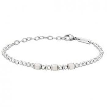 Pulsera de Hombre Breil Mixology TJ3545, Accesorio Elegante y Minimalista con Esferas de Acero y Cerámica Griega, Longitud Ajustable