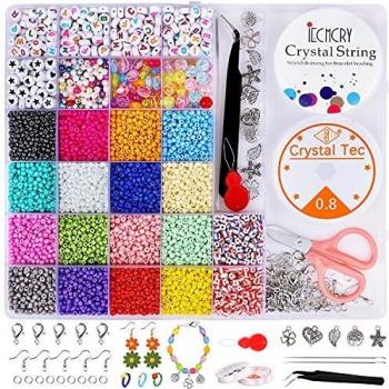 Viosmut Cuentas de Colores 3mm, 9000 Abalorios para Hacer Pulseras, Abalorios para Manualidades avec Cuentas de Cristal et Abalorios Letras, para DIY Pulseras Collares Bisutería Regalo Joyería-Making