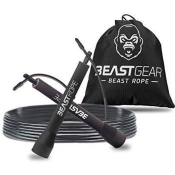Beast Gear Skipping Rope – Steel Speed Jump Ropes for Adult Fitness – Lightweight, Adjustable Workout Equipment for Beginners & Pros - for Jumping, Boxing, Exercise & HIIT w/ Bonus Screws & Caps