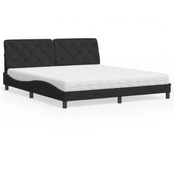 Cama con colchón de terciopelo negro 180x200 cm Vidaxl