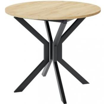 Mesa Edmond 111, Roble Dorado Artesanal y Negro, Alargamiento de 90-130x90x77 cm, Aglomerado Laminado con Estructura de Metal