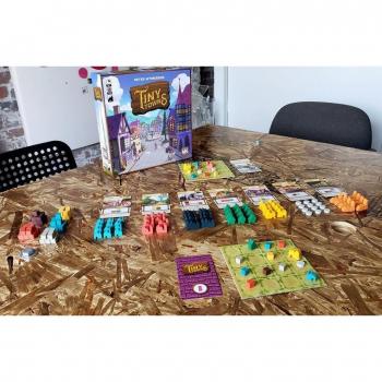 Miniature Town Builder Game with Meeples