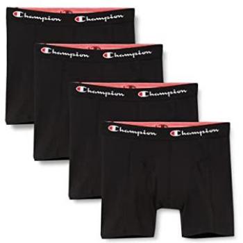 Pack de 4 Boxers Champion para Hombre, Tinta Unida, Algodón y Elastano, Color Negro, Tamaño M