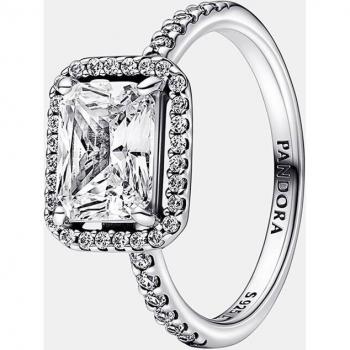 Anillo Pandora Timeless Halo Rectangular Brillante de Plata con Detalles en Plata 925