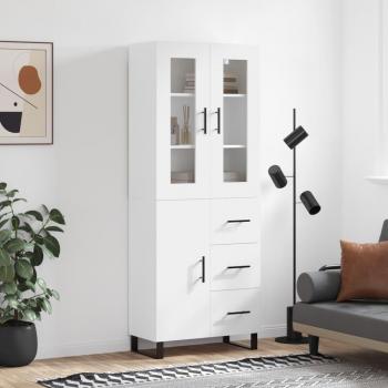 Aparador alto blanco de madera contrachapada 69,5x34x180 cm