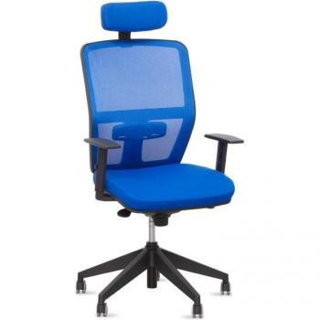 Silla Ergonómica Respaldo Malla JM de Kunna Cabezal Azul Eléctrico