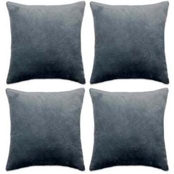 vidaXL 4X Fundas Cojínes Terciopelo 80x80cm Gris Accesorios Hogar Decoración