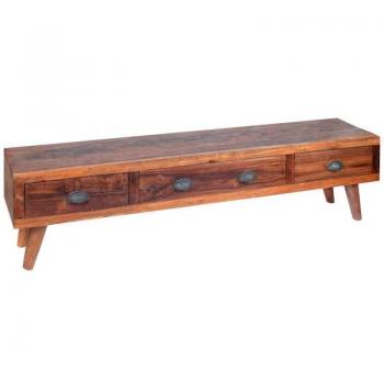Mueble Mesa Auxiliar Marrón de Madera y Metal 41x31x153cm con Cajonera Aparador Industrial Rustico - Signes Grimalt By SIGRIS