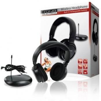 Konig HAV-TRHP20KN - Auriculares de diadema cerrados inalámbricos, negro