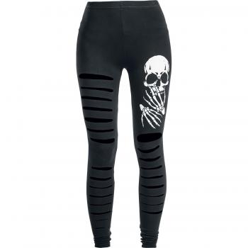 Banned Alternative Slashed Skull Mujer Leggins Negro S 95% Viscosa, 5% elastán sehr elastisch Pitillo