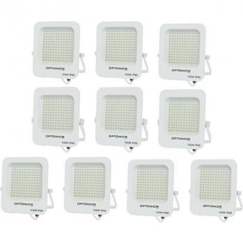 Lote de 10 Proyectores LED 100W Impermeables IP65 9000lm Blanco Cálido 2700K