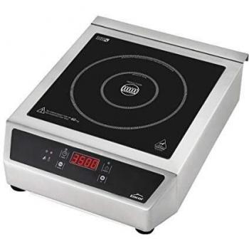 LACOR - 69132 - Placa Inducción Portátil, Superficie de Cristal, Control Táctil, 17 Niveles de Potencia, Dos Fuegos 12 y 28 cm, Sistema de Seguridad IPX3, 3500W, 44 x 34 x 12 cm, INOX, Negro
