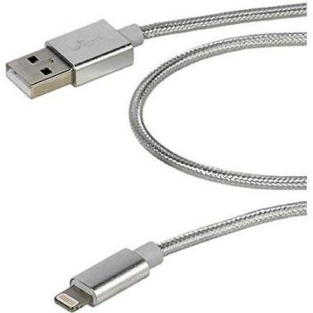 Vivanco 37566 Cable de Conexión USB-A a Lightning, Carga Rápida,Certificación Apple MFi - Nylon Trenzado, Gris