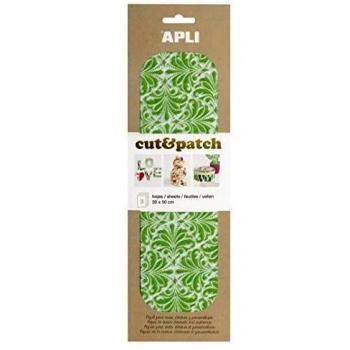 APLI - Papel Cut&Patch Verde&blanco 3 hojas