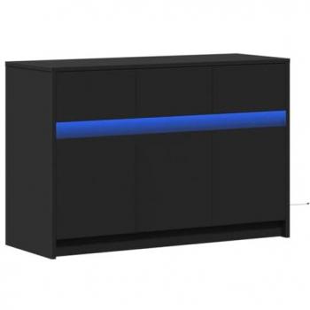 Mueble de TV con LED madera de ingeniería negro 91x34x61 cm, Soporte de TV, aparador de TV, Mueble HiFi, Banco de TV, Armario de TV