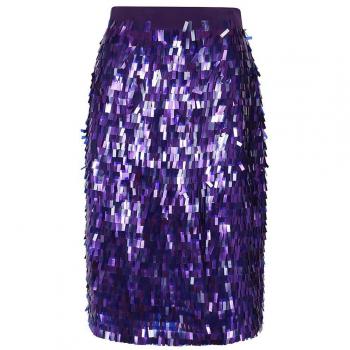 PINKO Purple Sequin Midi Skirt - IT38|XS