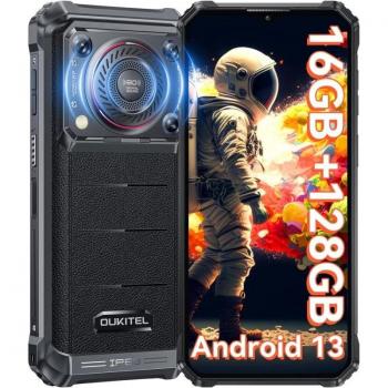 Oukitel WP36 Smartphone Rugged 8GB RAM 128GB Almacenamiento Negro Libre, Altavoz de 128dB, Batería de 10600mAh, Pantalla HD+ de 6.52, Cámara