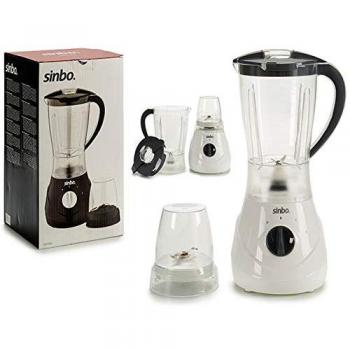 Sinbo Batidora de Vaso con 2 Niveles de Potencia. 600w, Molinillo, 1,6 L de Capacidad y Cuchilla de 4 Hojas de Acero Inoxidable.Batidora Blanca. Medidas 21,5 x 20 x 41 cm