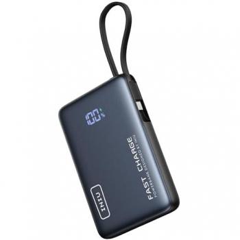 Batería Externa de Poche 10000mAh 20W con 2 Puertos USB-A/USB-C y Cable USB-C Integrado Iniu Negra