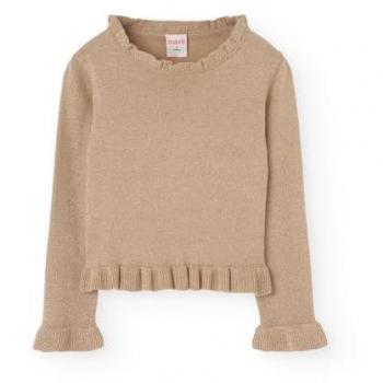 Boboli Jersey de niña con hilo dorado y volantes