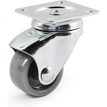 Rueda giratoria de plástico gris Ø30 con zincado, soporta 20kgs