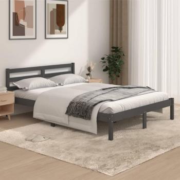 Cama de pino de madera gris 135x190 cm Doble vidaXL Estructura de cama madera maciza