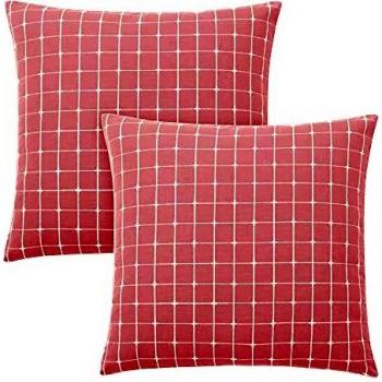 Amazon Brand - Umi Funda Cojín Tela Suave de Almohada para Sofá 2 Piezas 40x40cm Rosa