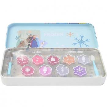 Lip Smacker Frozen Lip & Face Makeup Tin Set con Brillos de Labios y Cremas, Incluye Aplicadores, Inspirado en Elsa y Anna