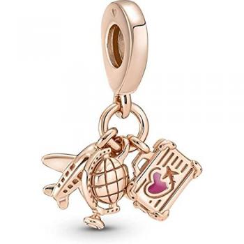 Charm Colgante Pandora Moments Avión, Globo y Maleta 14k Oro Rosa