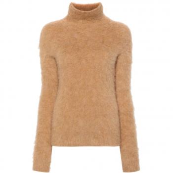 Max Mara Sportmax Women's Wool Turtle-Neck Sweater in Camel | Size Medium | 22366162600