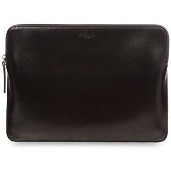 Knomo Leather Zip Sleeve - Funda de piel Zip para MacBook 12 - Negro
