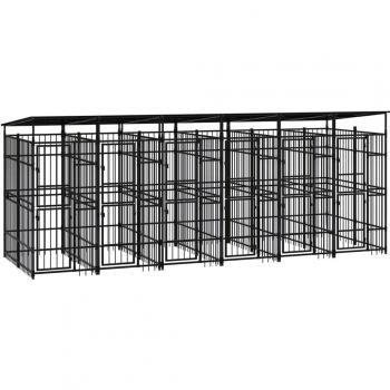 vidaXL Outdoor Dog Kennel with Roof Steel 11.06 m²