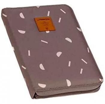 Funda Organizador para Documentos de Madre y Cartilla Sanitaria LÄSSIG Blocks Taupe con Cierre Cremallera