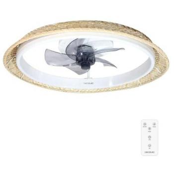 Cecotec Ventilador de Techo con Luz EnergySilence LampAero 620 Natural Design, Motor DC 20W, luz LED, 5 aspas de 17 pulgadas, Mando a distancia, 6 Velocidades