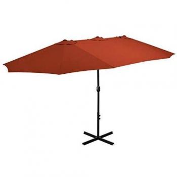 vidaXL Garden Parasol with Aluminium Pole 460x270 cm Terracotta