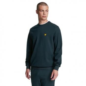 Lyle & Scott Men's Sports Crew Neck Fly Fleece Sweatshirt - Navy and Green - Small/Regular