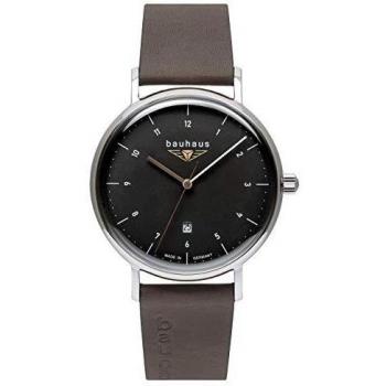 Reloj de Hombre Bauhaus 2142-2 con Movimiento de Cuarzo, Esfera Negra, Correa de Cuero Marrón y Función de Fecha