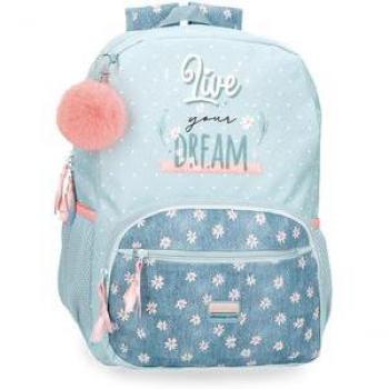 Mochila Escolar Movom Live Your Dreams Verde 42 cm Poliéster para Niños